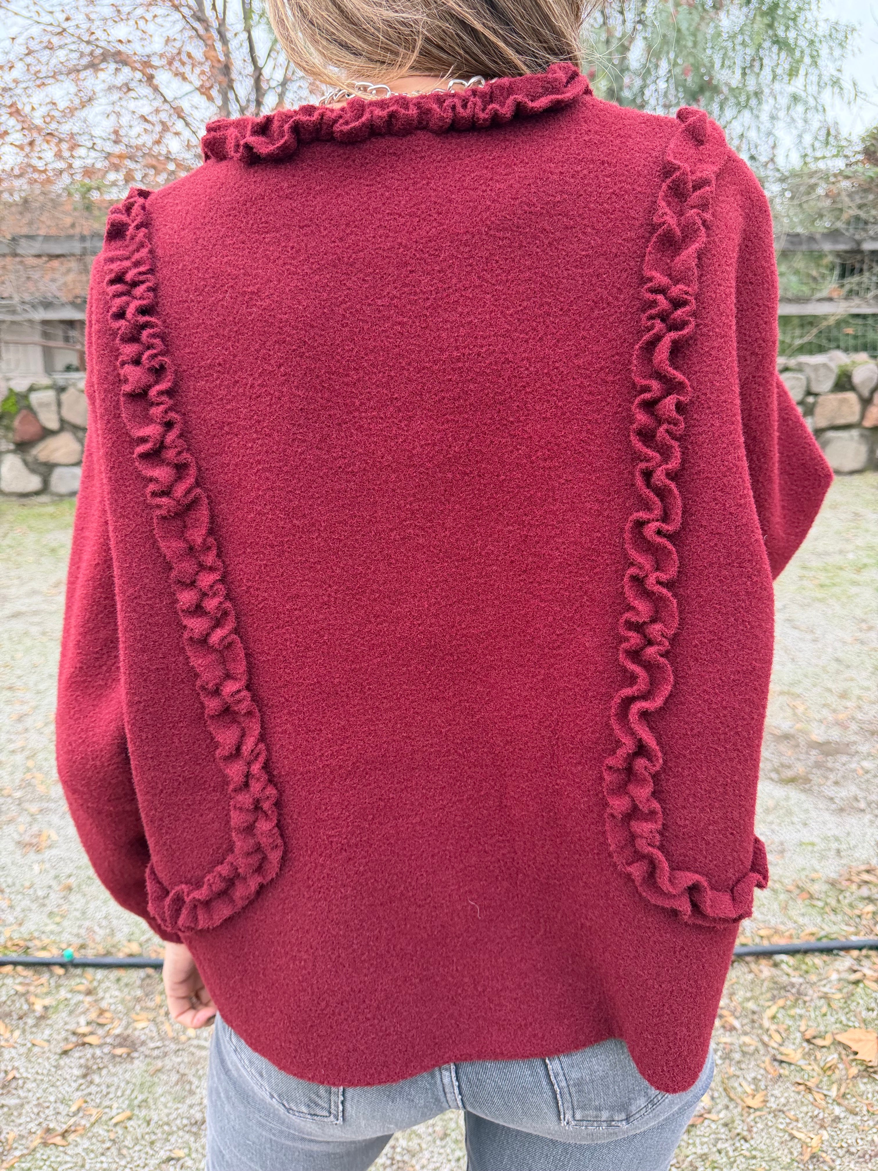 Chaquetita paño vuelitos rojo italiano