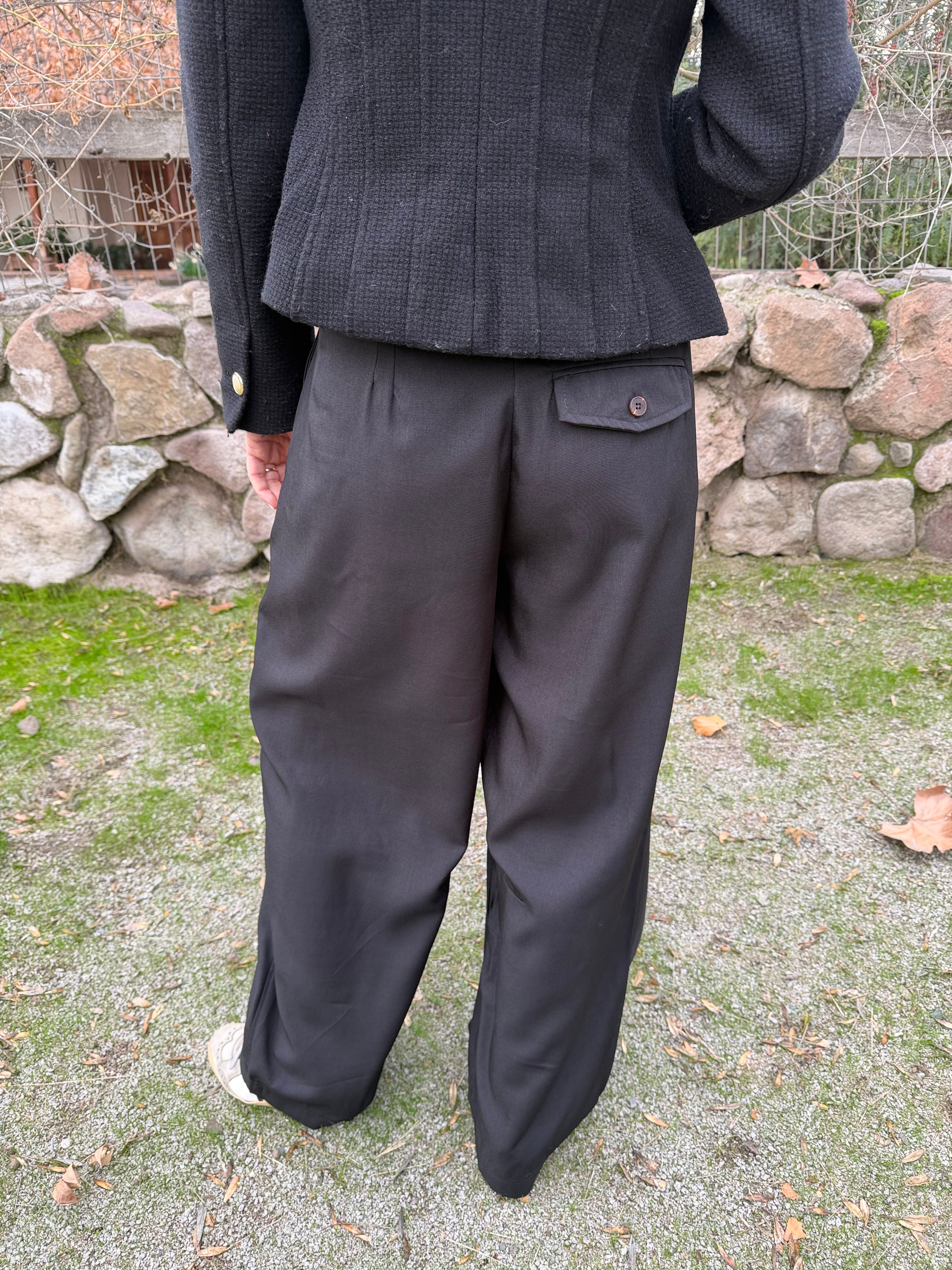 Pantalón sastre doble botón barrel negro