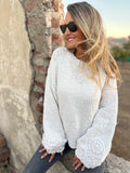 Chaleco lana chenille detalle mangas blanco