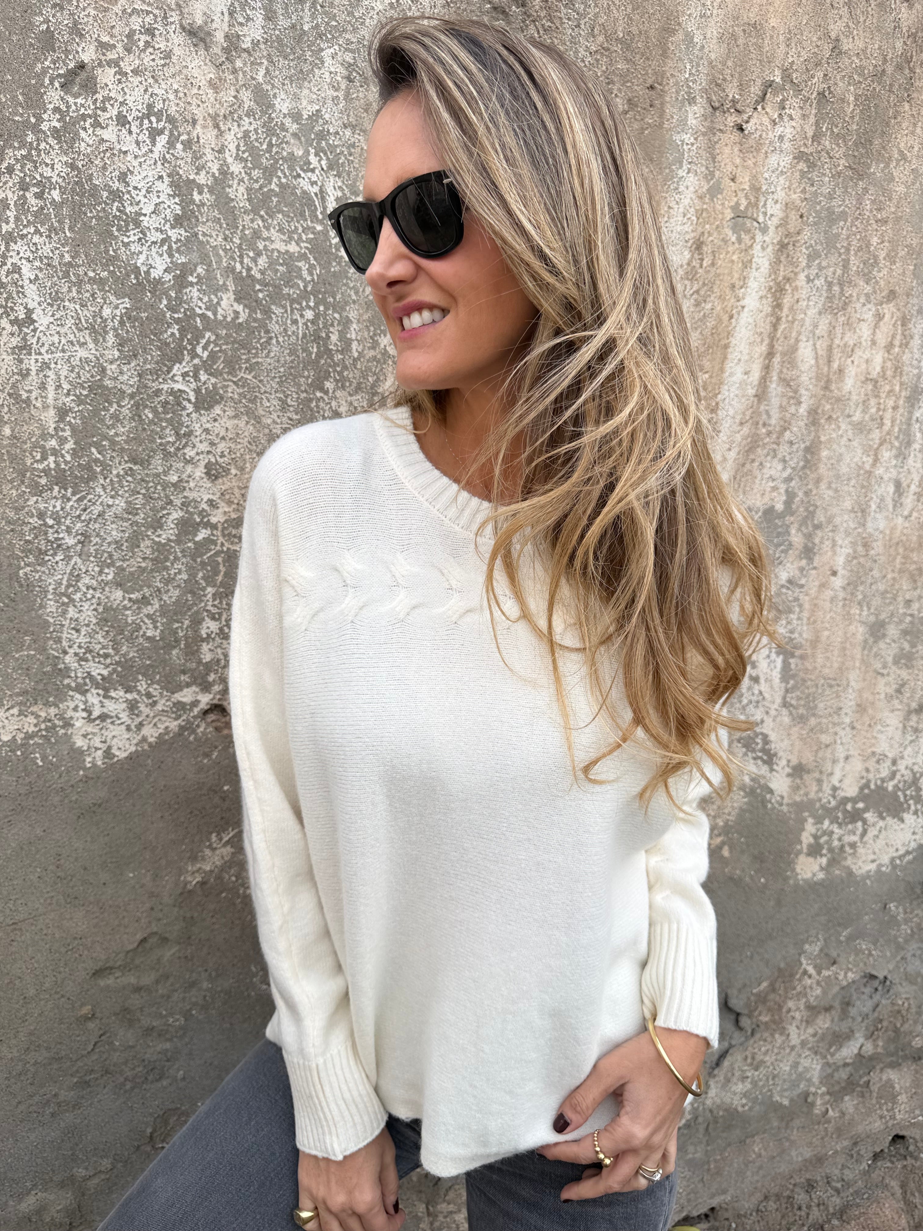 Chaleco trenzado horizontal blanco