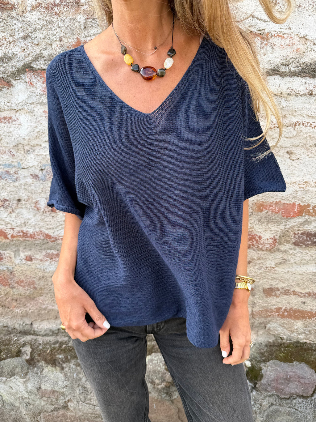 Polera/ chaleco tejida perfecta azul