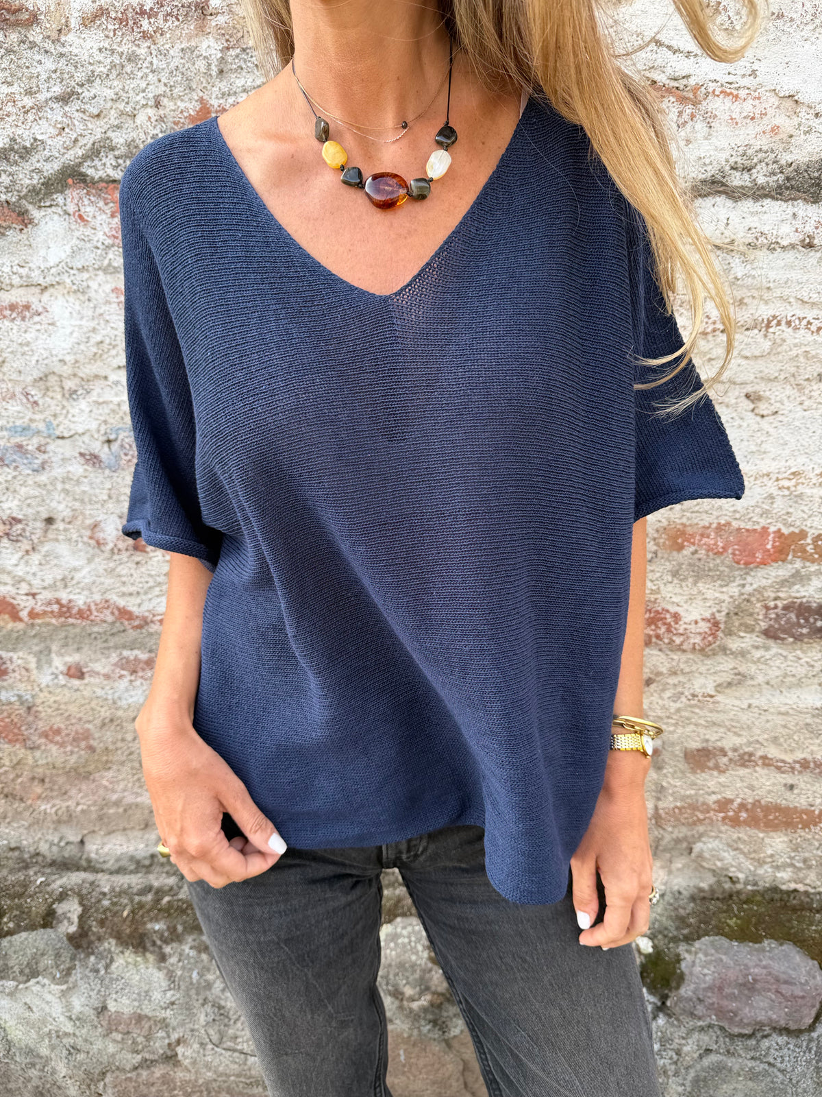 Polera/ chaleco tejida perfecta azul