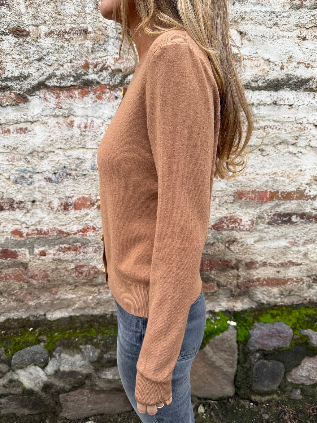 Chaleco botones dorados camel