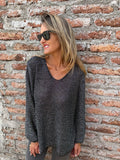 Chaleco lurex manga aglobada negro