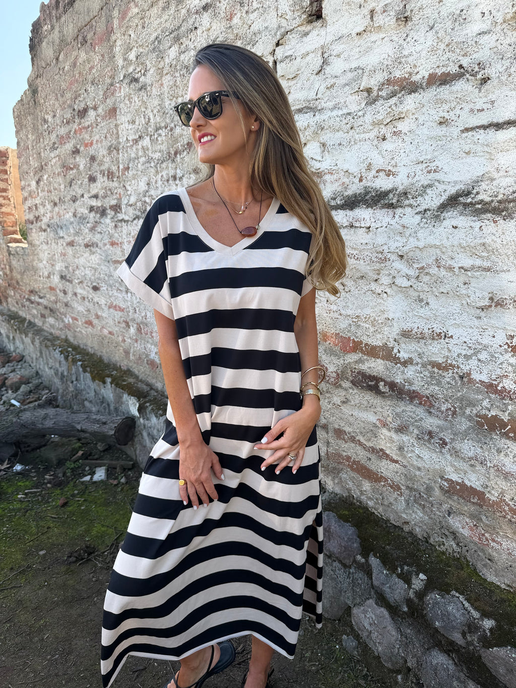 Vestido rayas negro