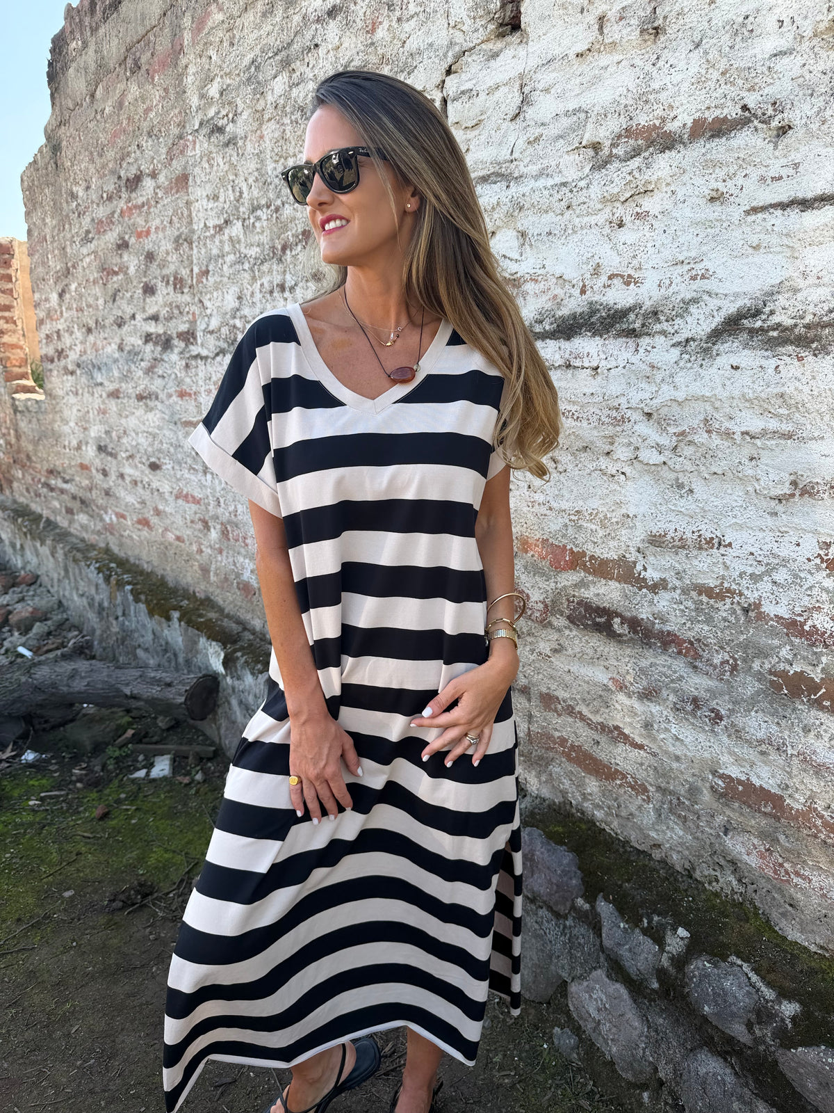 Vestido rayas negro