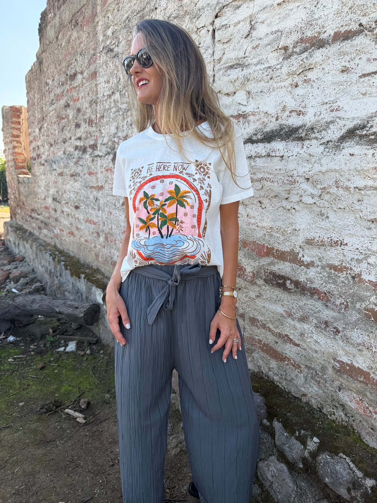 Palazzo crep lazo gris