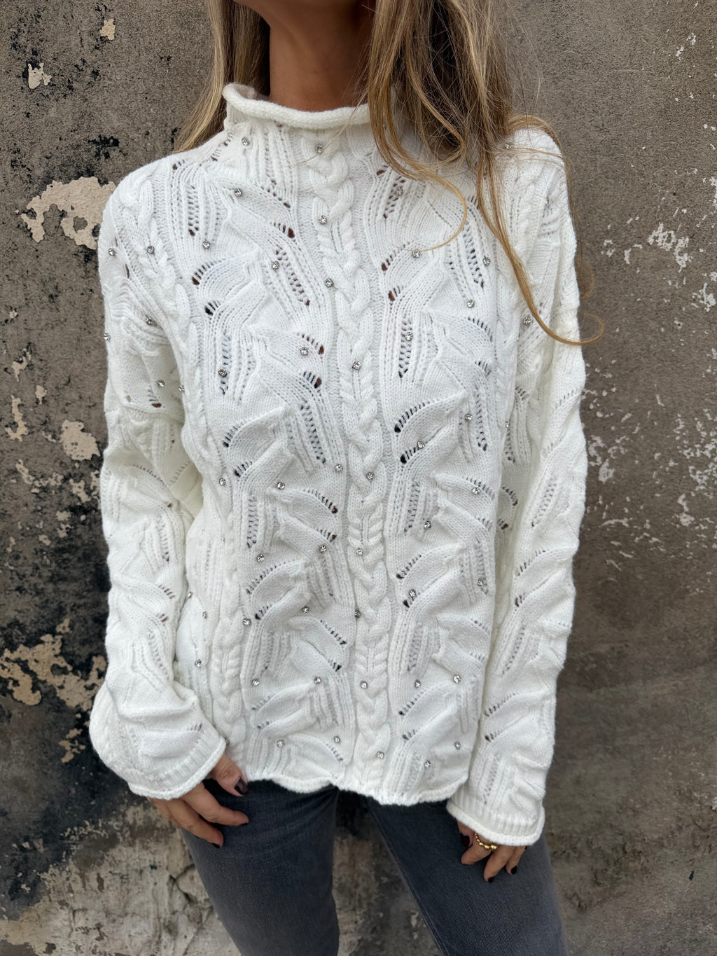 Chaleco trenzado cristales blanco
