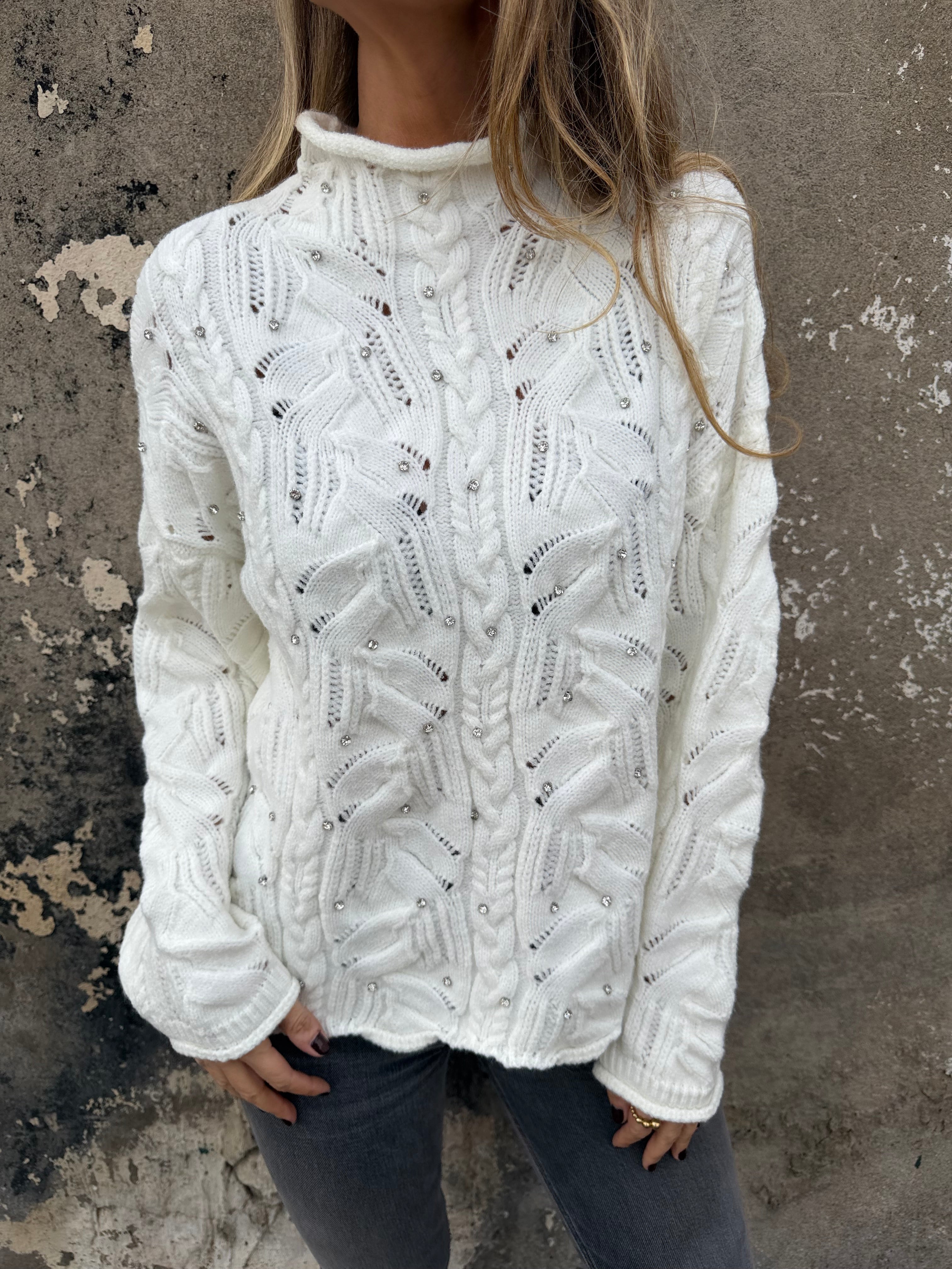 Chaleco trenzado cristales blanco