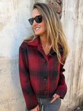 Chaqueta paño peludo escocés roja