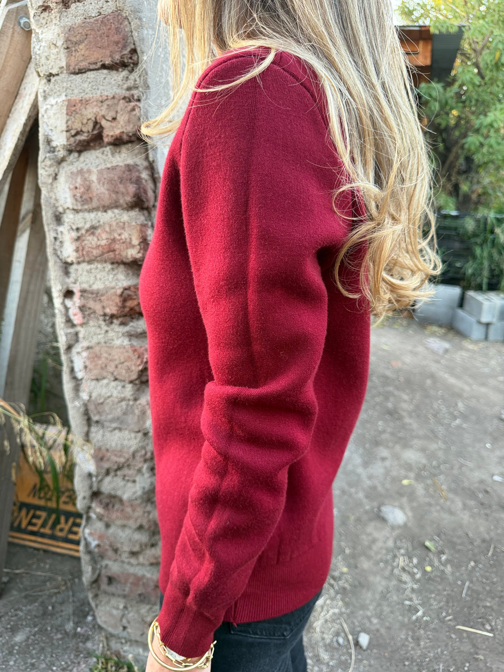 Chaleco cuello redondo básico forrado rojo italiano