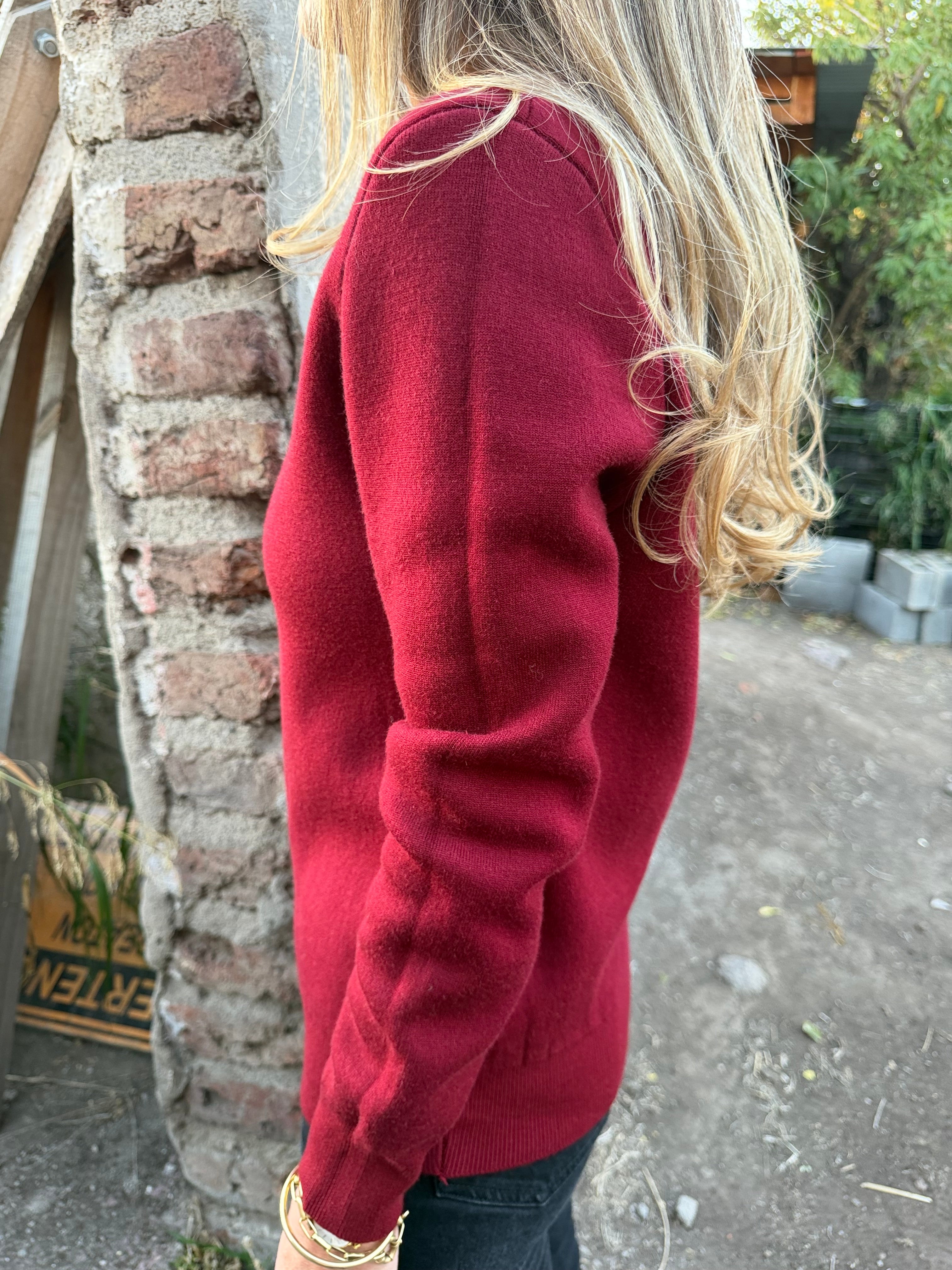 Chaleco cuello redondo básico forrado rojo italiano