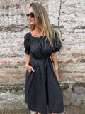 Vestido manga globo negro