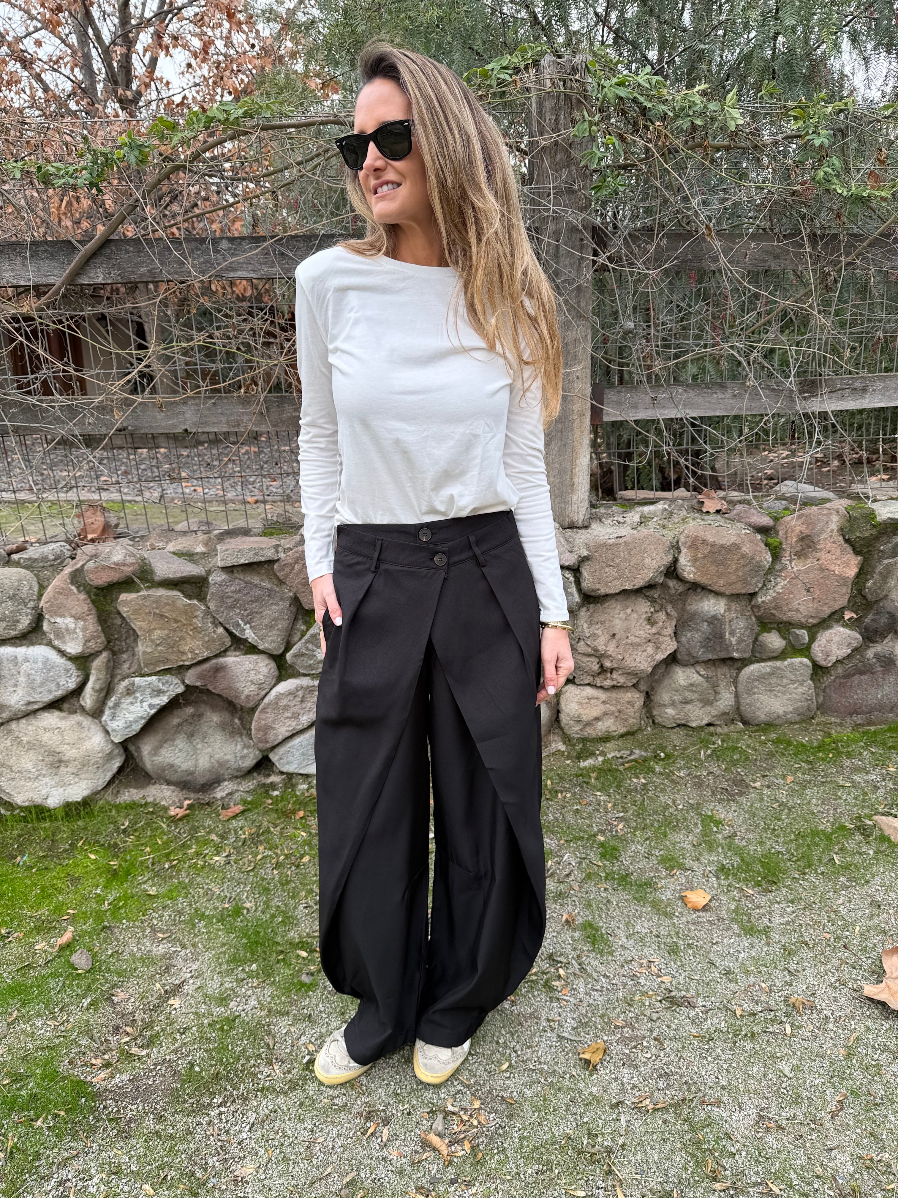 Pantalón sastre doble botón barrel negro