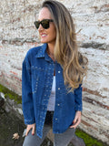 Chaqueta bluejean tachas azul