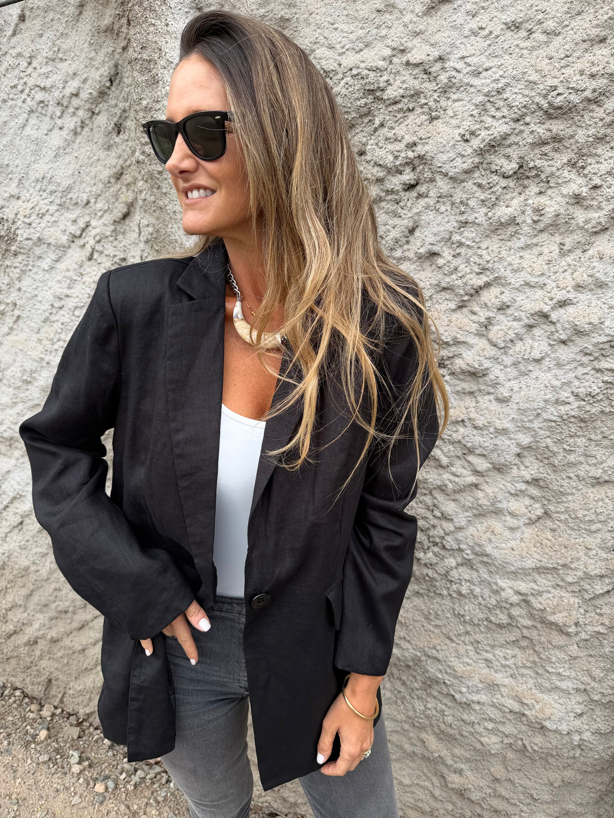 Blazer 100% lino perfecto negro
