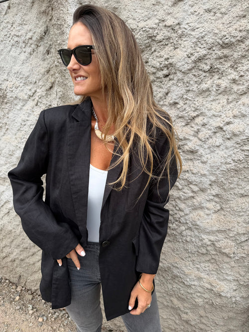 Blazer 100% lino perfecto negro