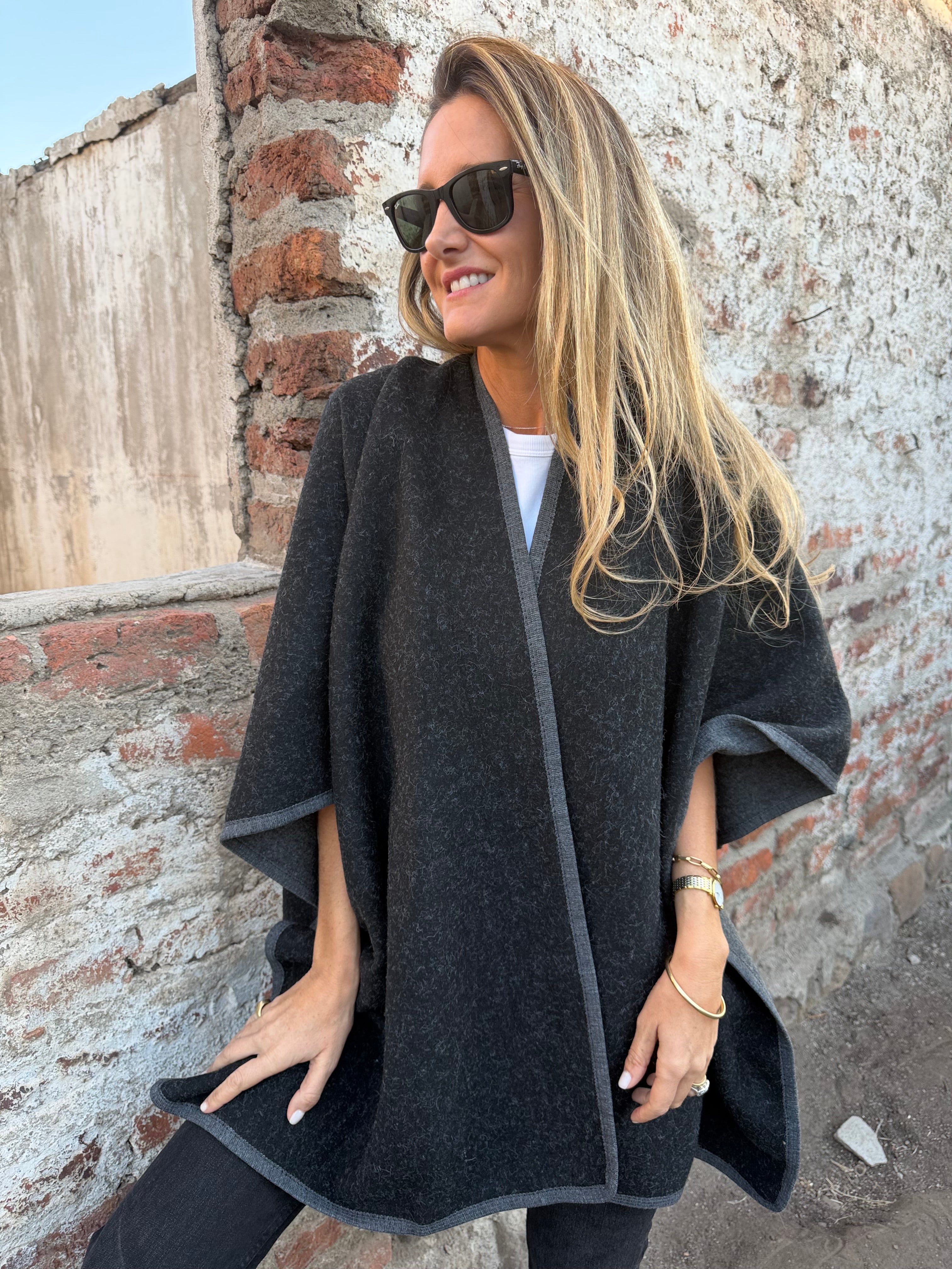 Echarpe reversible bicolor gris acero/ gris claro