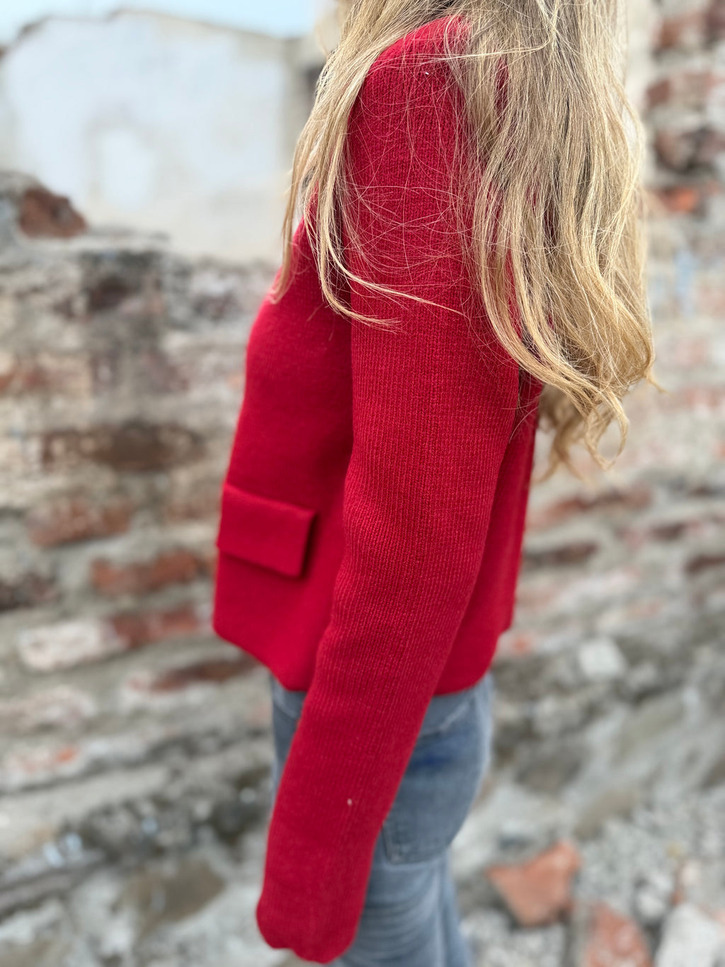 Chaleco tipo chaquetita rojo italiano