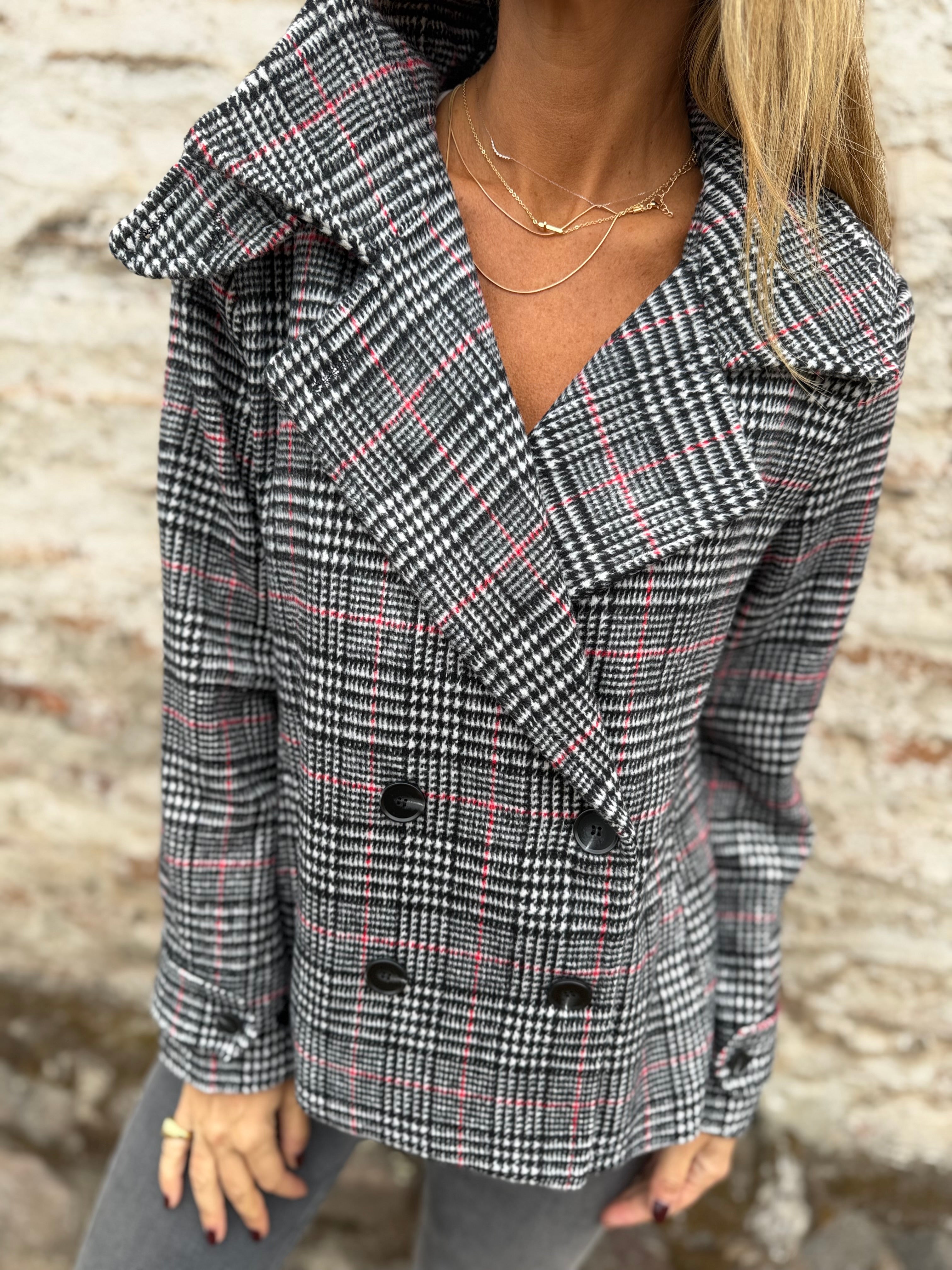 New trench pata de gallo negro/ rojo