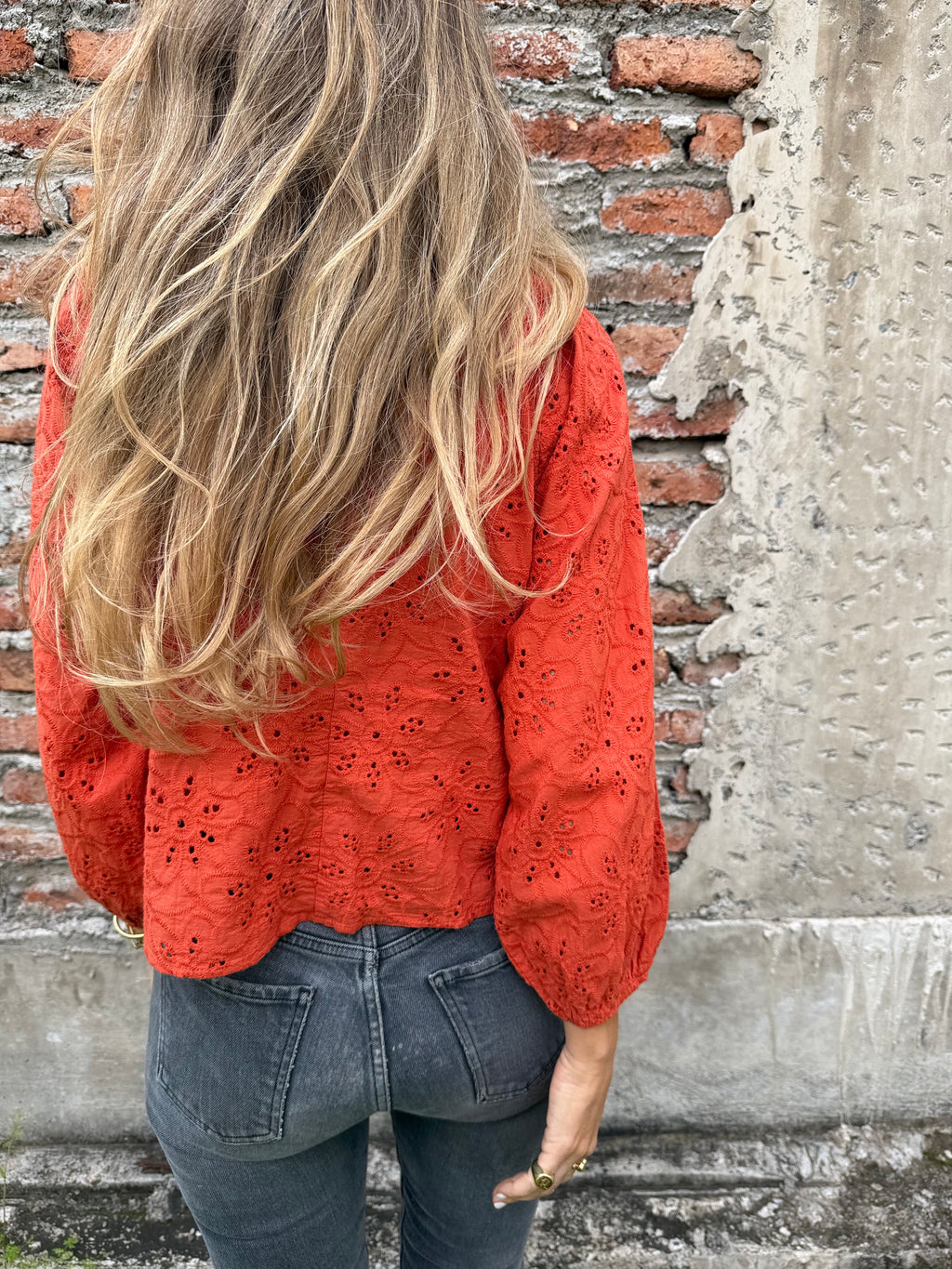 Blusa súper broderie terracota