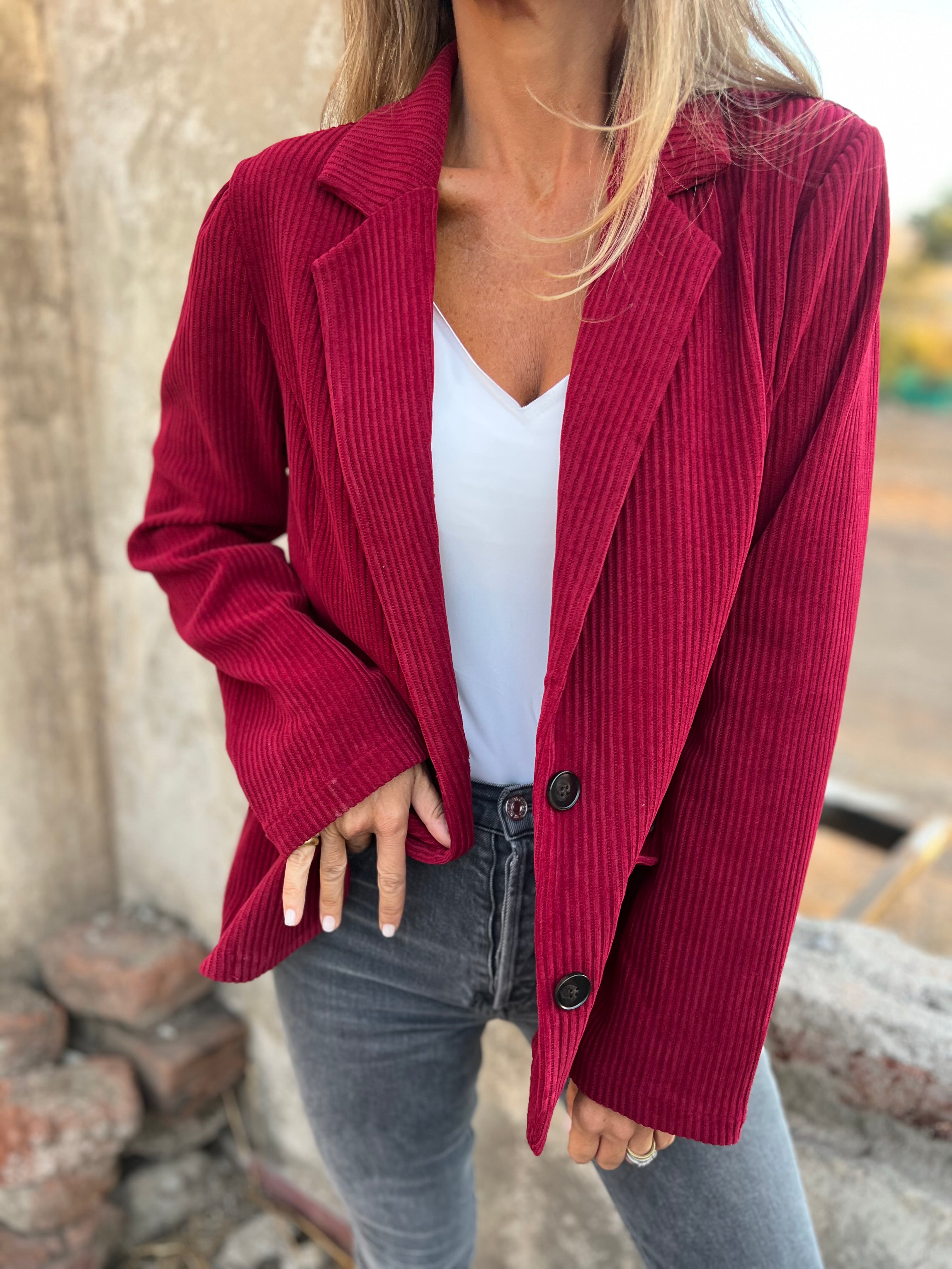 Blazer cotelé guinda