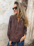 Blusa manga globo detalles chocolate