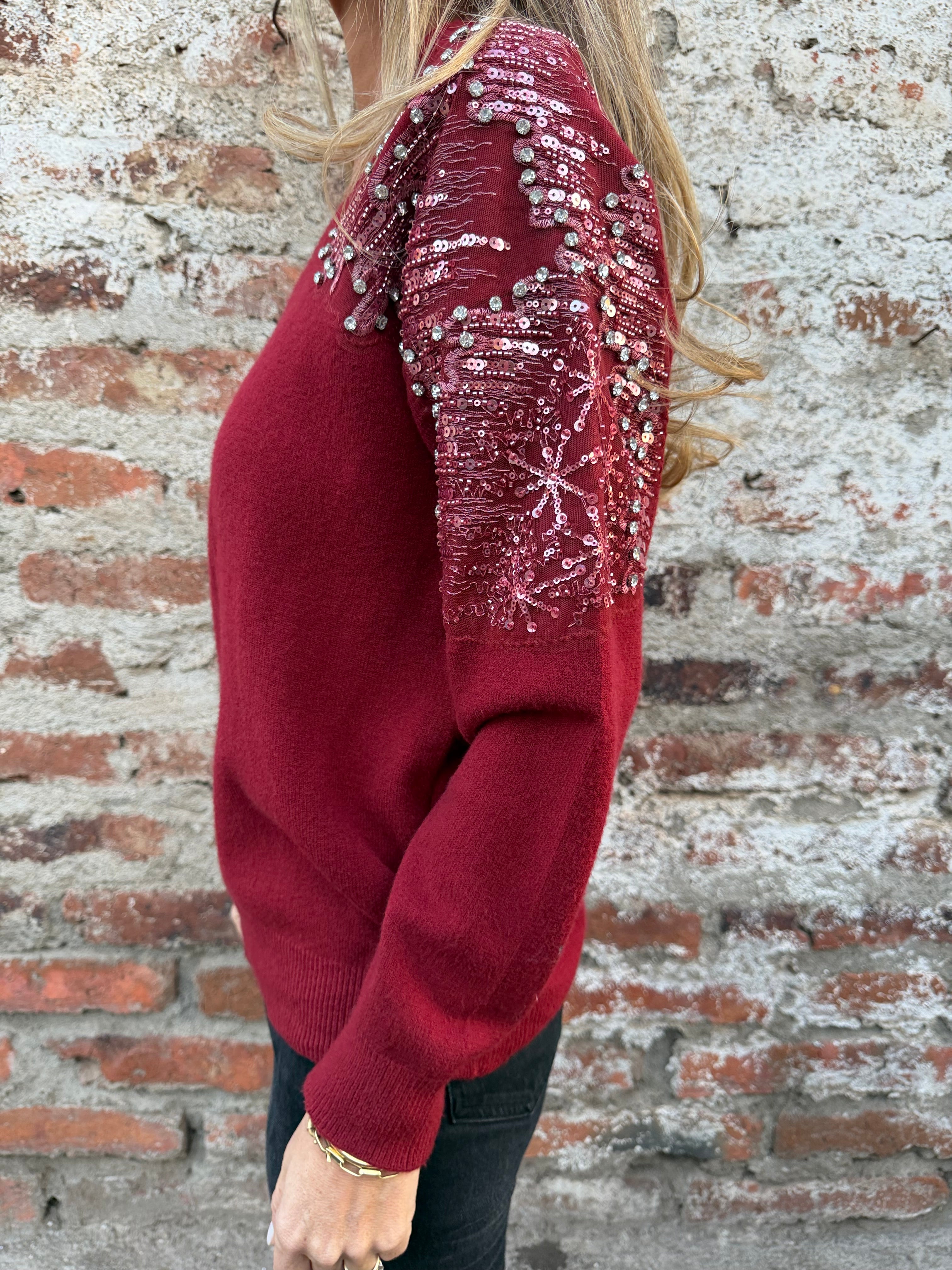 Chaleco cristales, lentejuelas y mostacillas rojo italiano