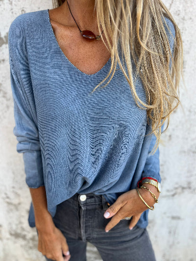 Polera hilo venecia azul piedra