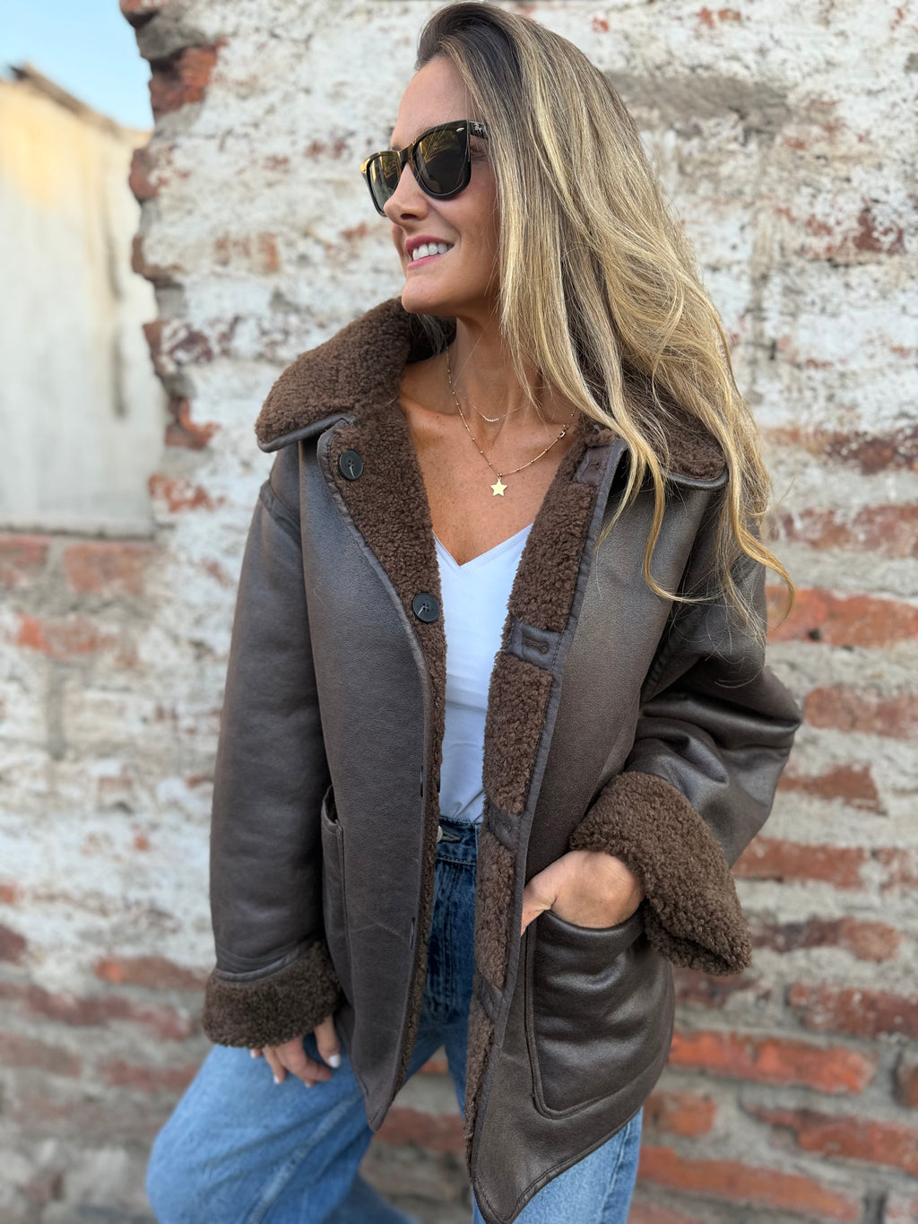 Chaqueta reversible chiporro patagónico gamuza top