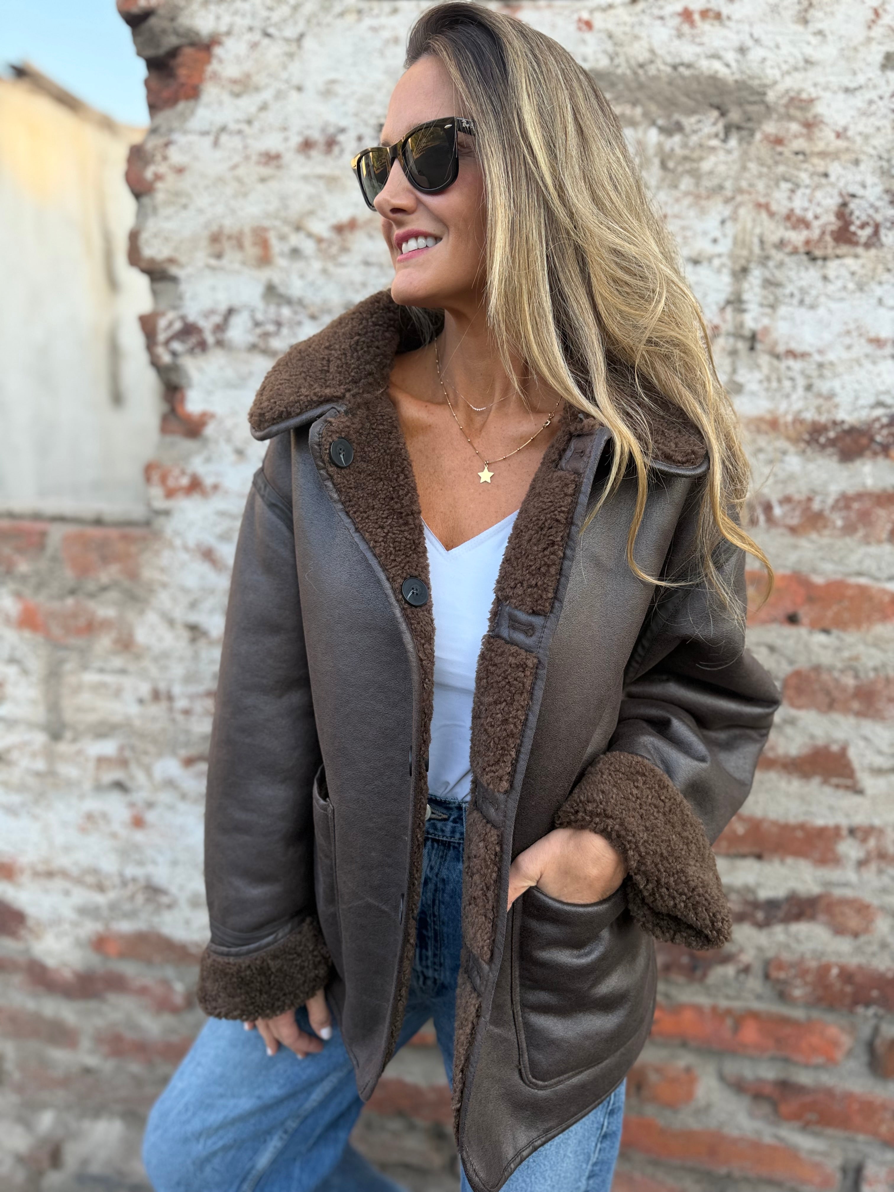 Chaqueta reversible chiporro patagónico gamuza top