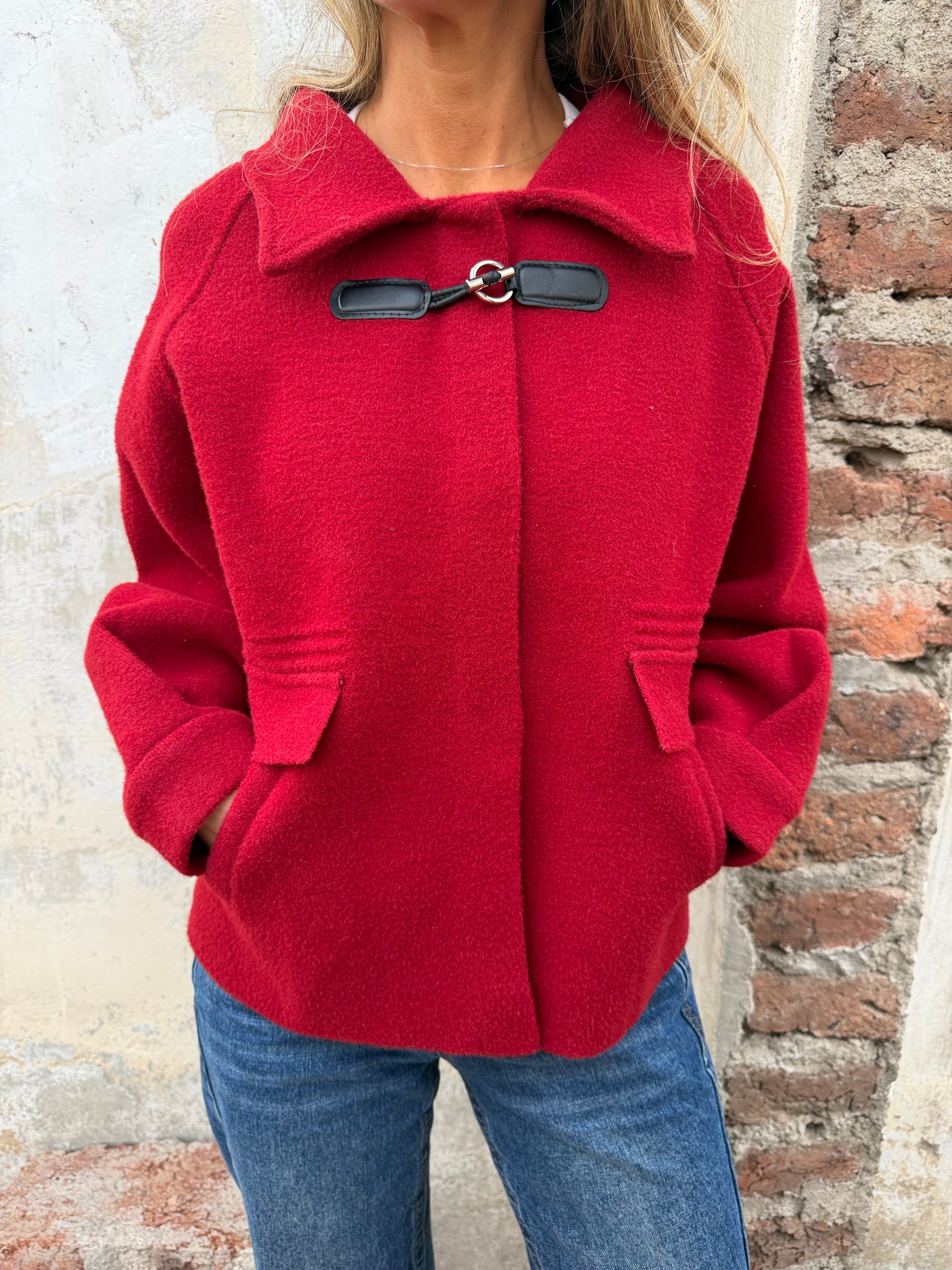 Abrigo 1 botón rojo italiano