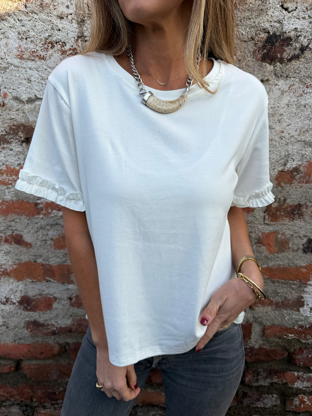 Polera modal vuelitos blanca