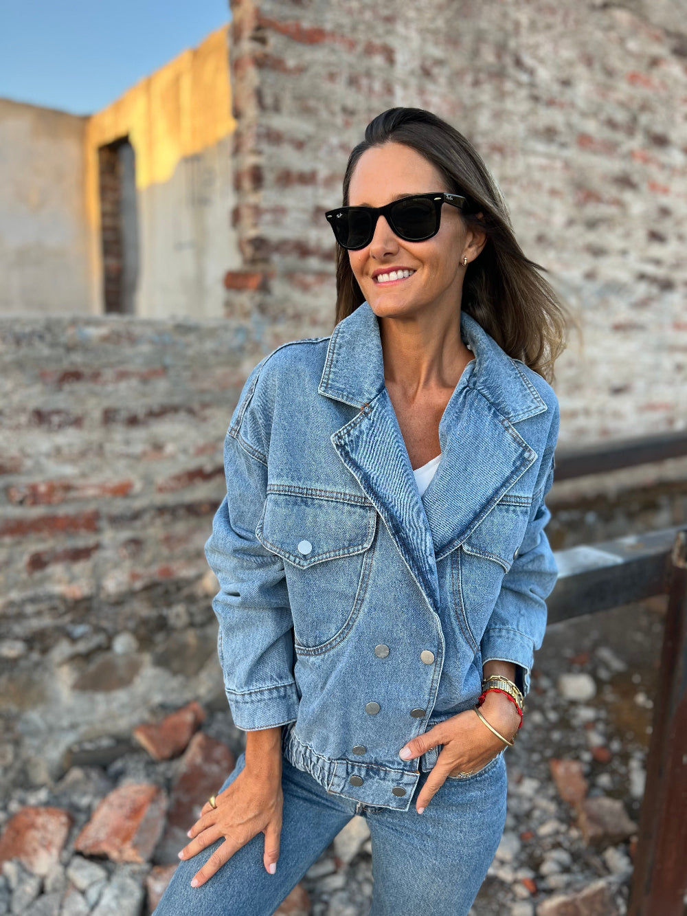 Chaqueta retro bluejean celeste clara