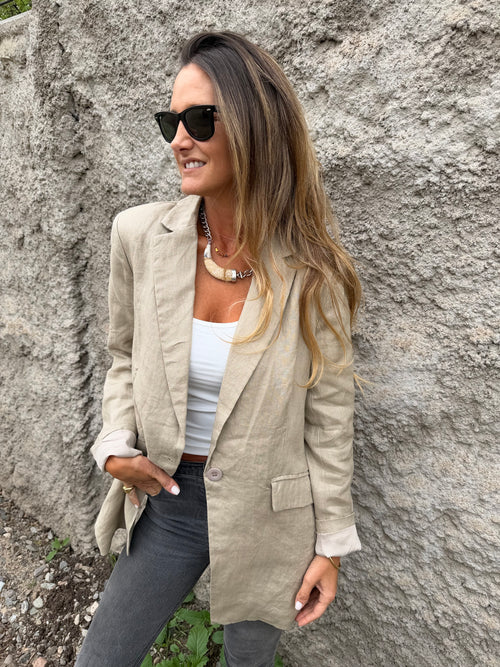 Blazer 100% lino perfecto beige