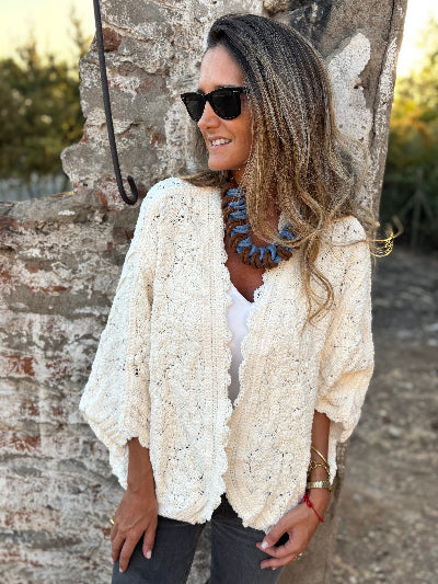 Tapado macramé blanco