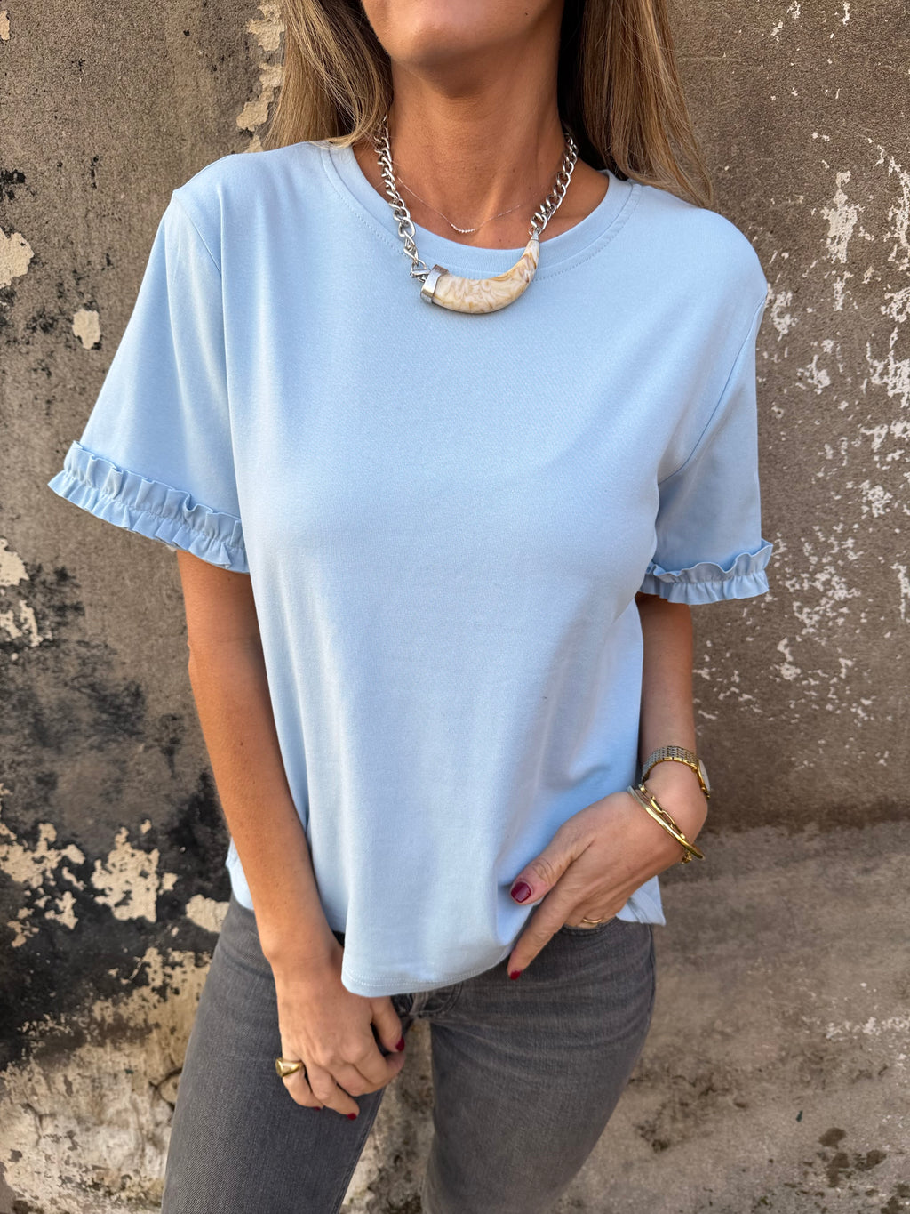 Polera modal vuelitos celeste