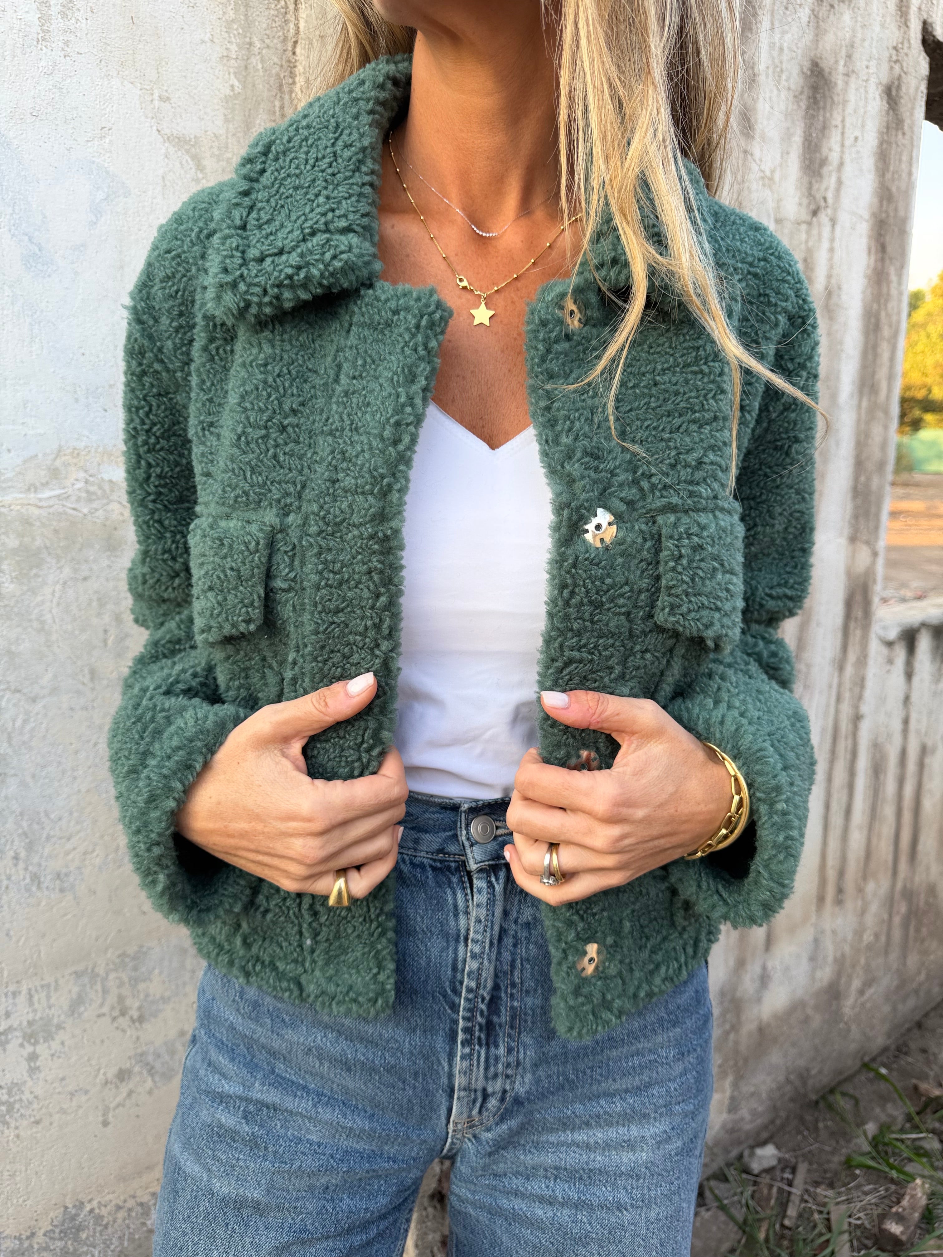 Chaqueta reversible chiporro suede verde