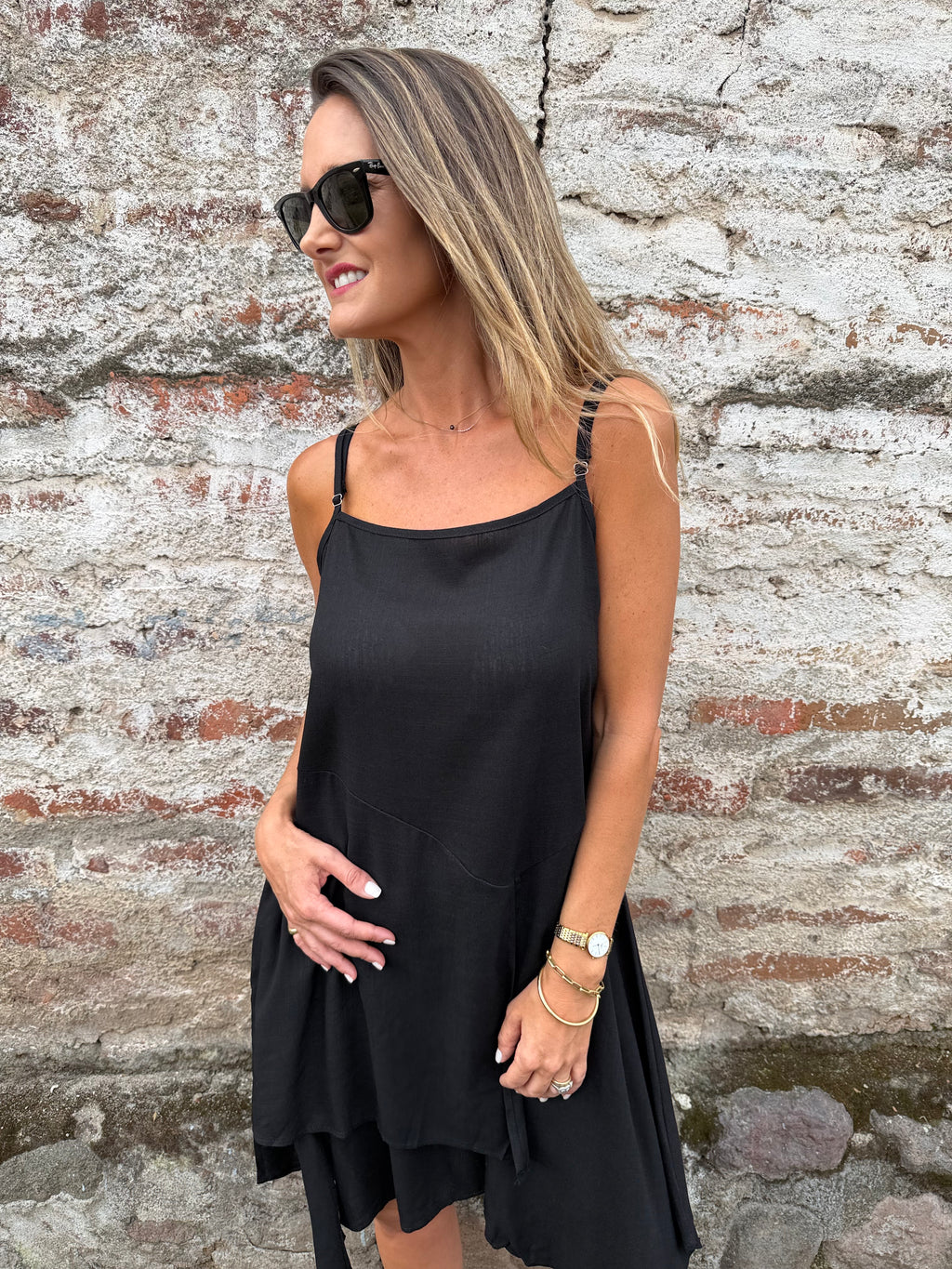 Vestido linoto despuntes negro