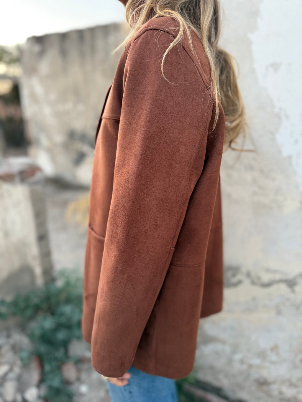 Chaquetón efecto gamuza soñado camel