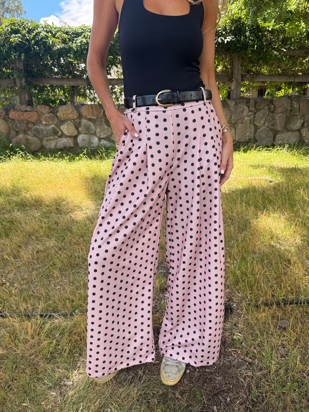 New palazo polca dots rosado claro