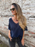 Polera/ chaleco tejida perfecta azul