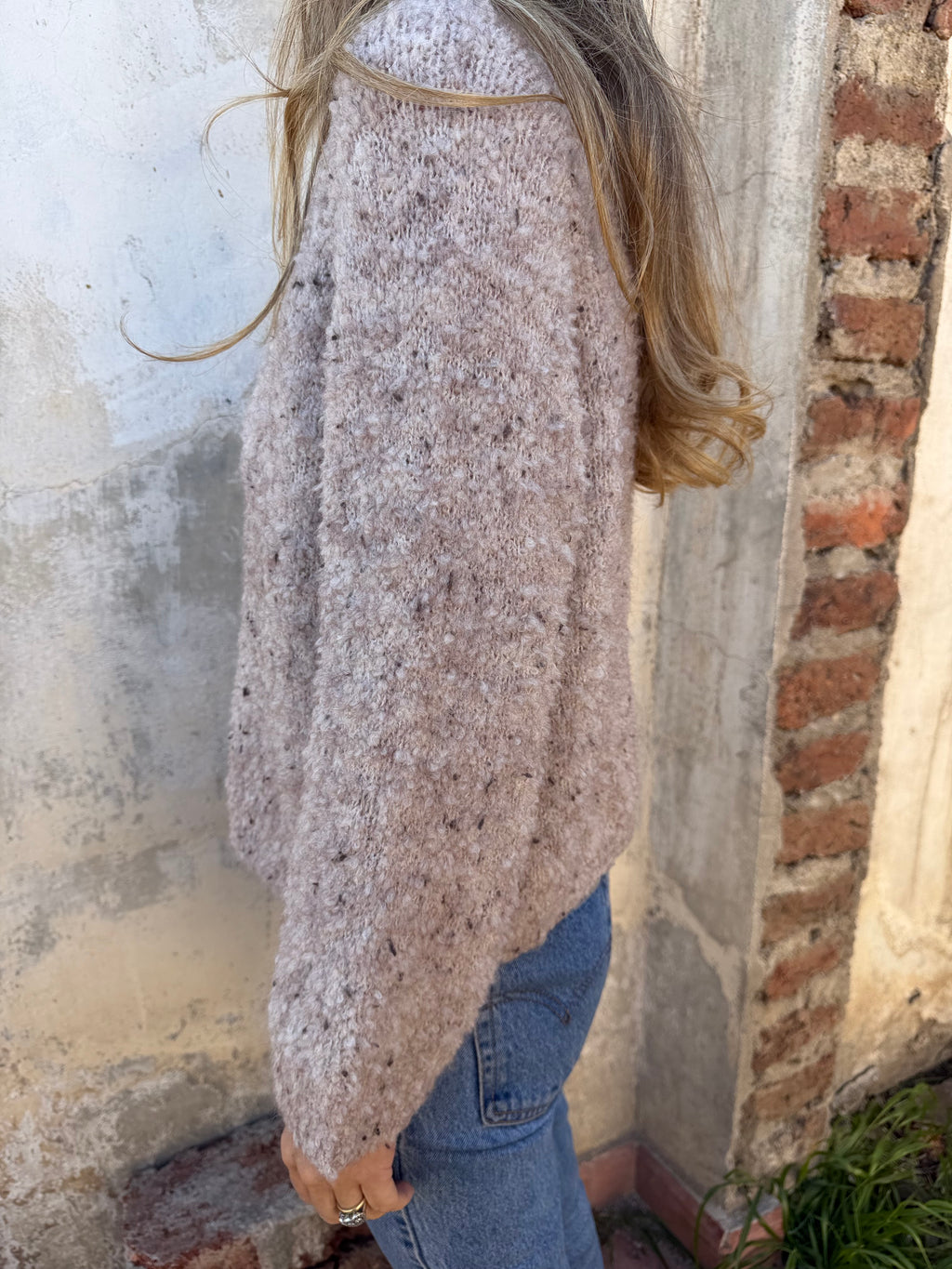 Chaleco lana jaspeada beige oscuro