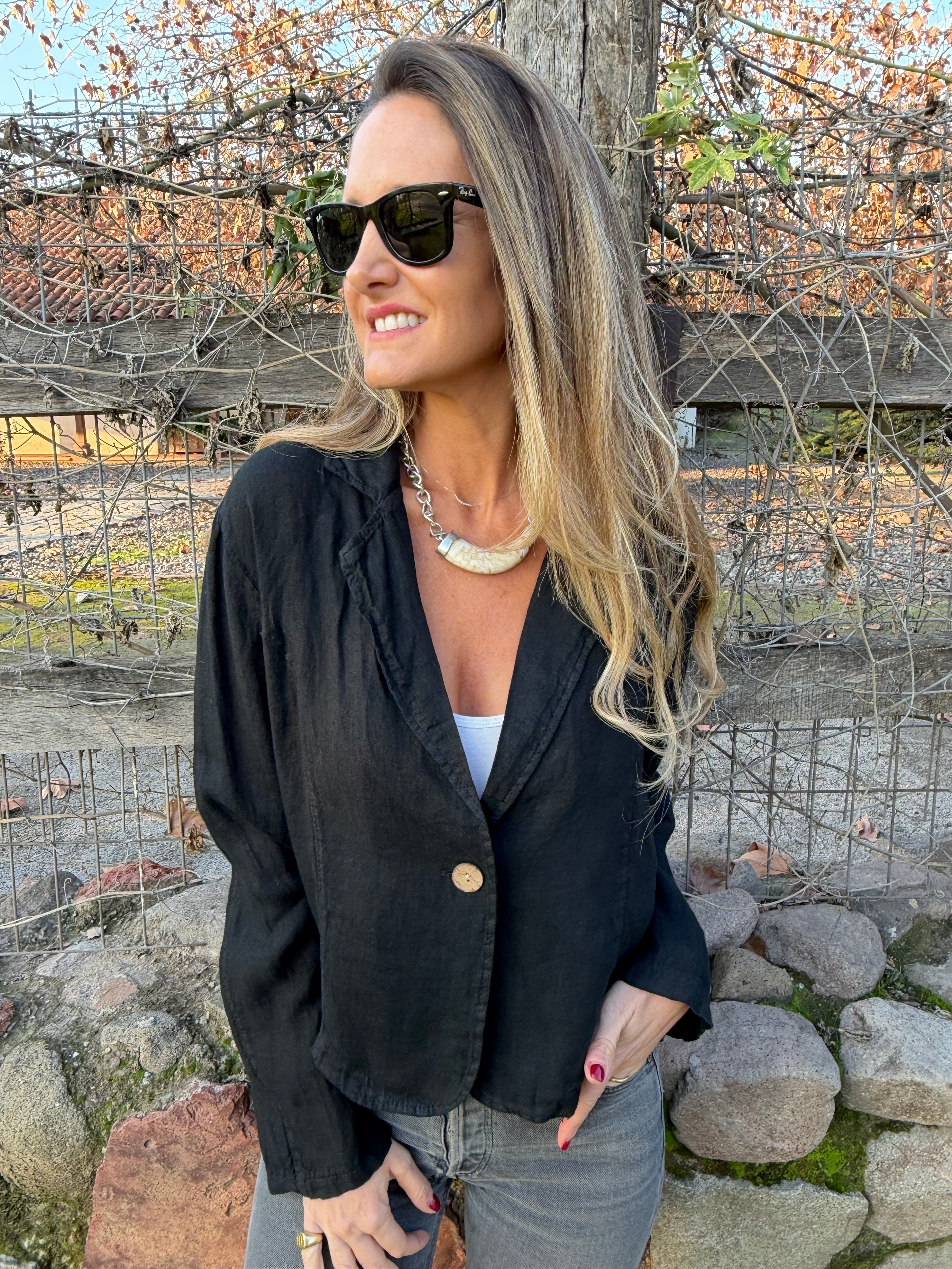 Blazer 100% lino negro