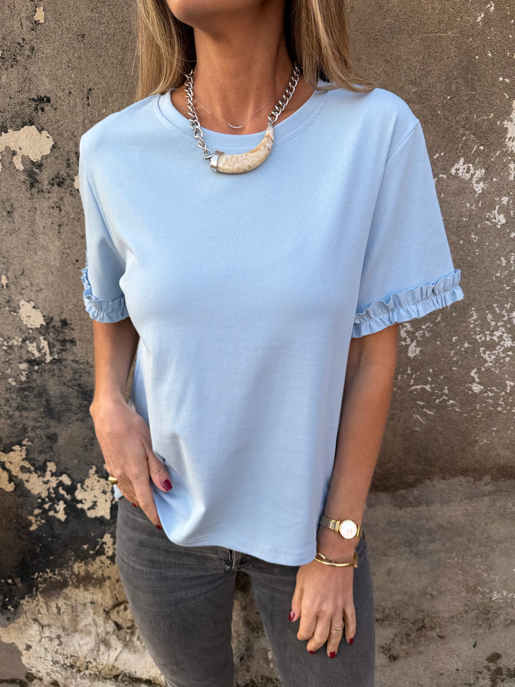 Polera modal vuelitos celeste
