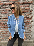Blazer Napoleón desflecado azul medio