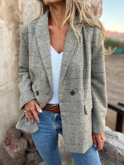 Blazer lana espiga beige