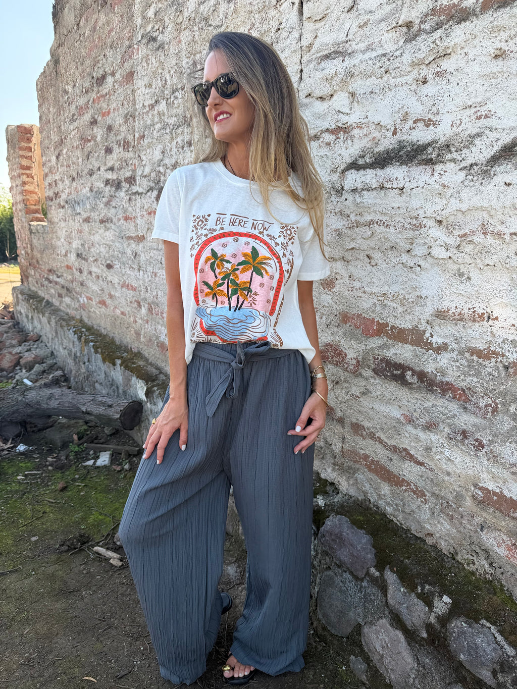 Palazzo crep lazo gris