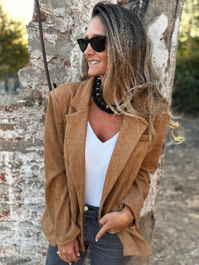 Blazer efecto gamuza camel