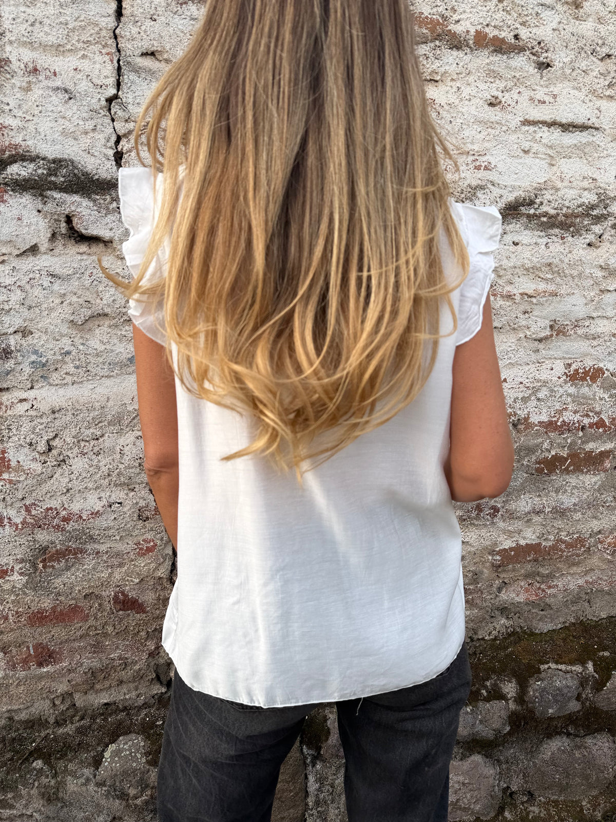 Blusa doble volados blanca